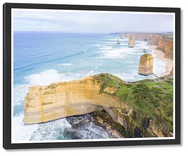 Aerial View of the 12 apostles and Coastline, Great ocean Road