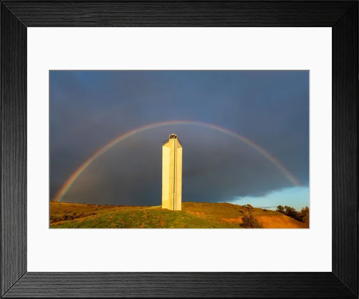 Framed Print : Double Rainbow over the Cape Jarvis Lighthouse