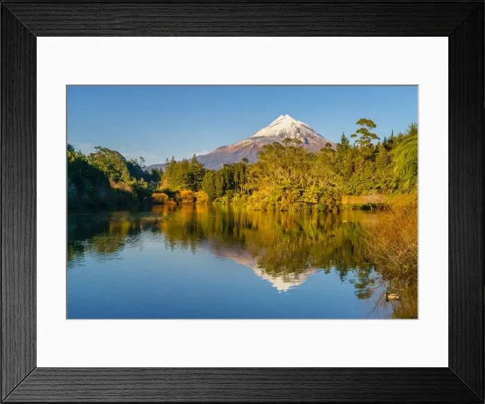 Framed Print : Mount Taranaki and Lake Mangamahoe, New Zealand