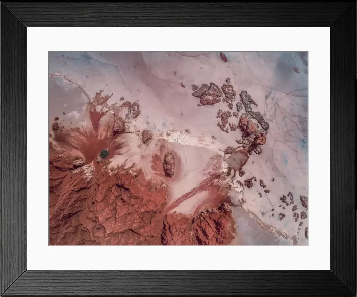 Framed Print : Beach and rock formations shot by drone, James Price Point, The Kimberley, Australia Framed Print : Beach and rock formations shot by drone, James Price Point, The Kimberley, Australia