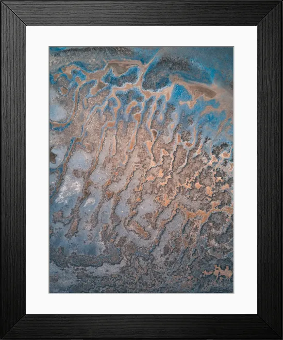 Framed Print : Bizarre salt textures photographed by a drone directly above, Western Australia