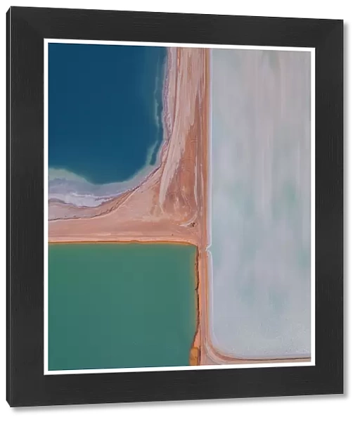 Drone image of salt storage ponds, Western Australia