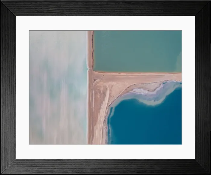Framed Print : Looking down on salt storage ponds, Western Australia
