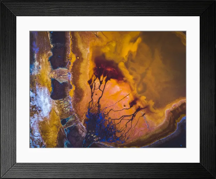 Framed Print : Mine tailings as seen from above, Mount Morgan, Queensland, Australia Framed Print : Mine tailings as seen from above, Mount Morgan, Queensland, Australia