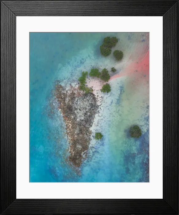 Framed Print : Aerial shot of tropical island, Broome, Australia