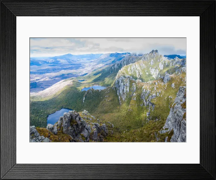 Framed Print : Rugged Western Arthurs range, southwest Tasmania