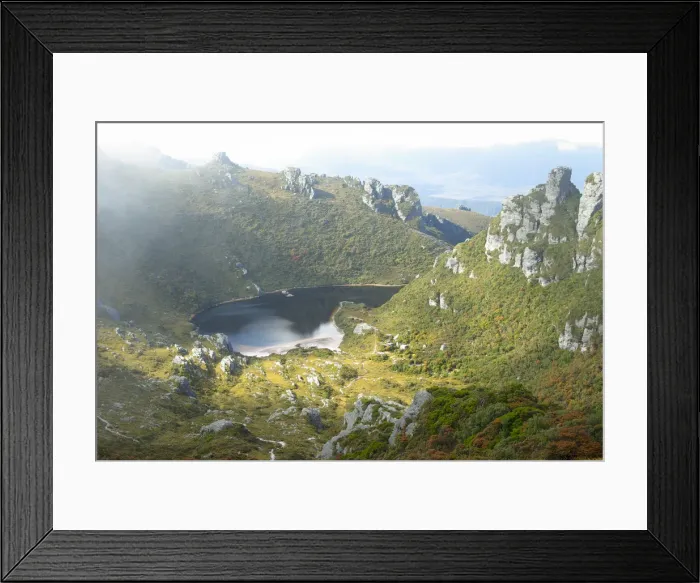 Framed Print : Lake Cygnus in Western Arthurs, Tasmania Australia