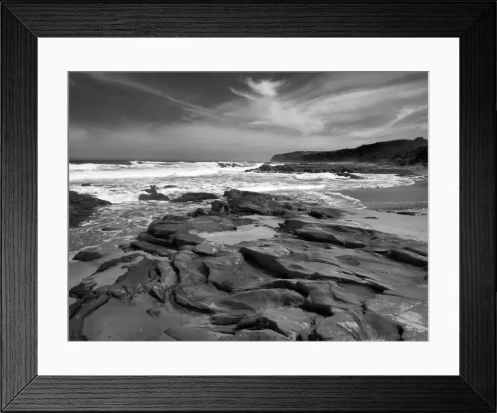 Framed Print : Black and white image of coast at Cape Otway Framed Print : Black and white image of coast at Cape Otway