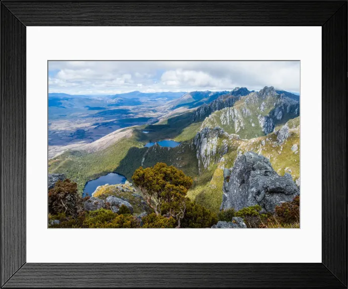 Framed Print : The rugged Western Arthurs, southwest Tasmania