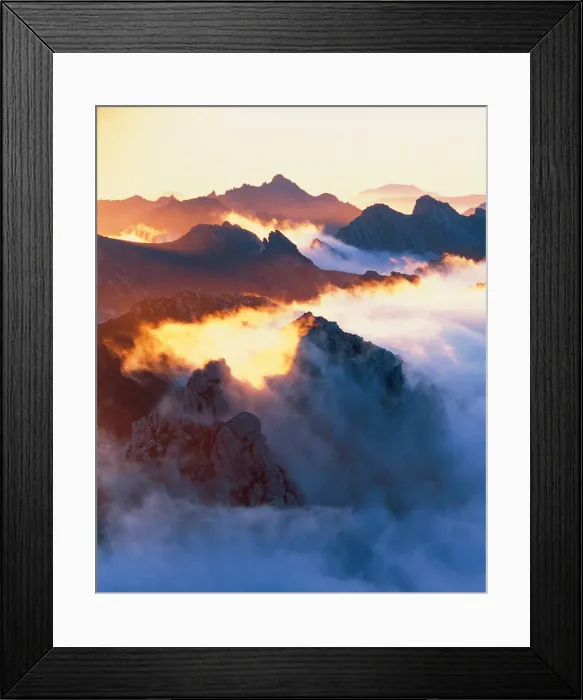 Framed Print : Australia, Tasmania, mountains and fog at sunrise Framed Print : Australia, Tasmania, mountains and fog at sunrise