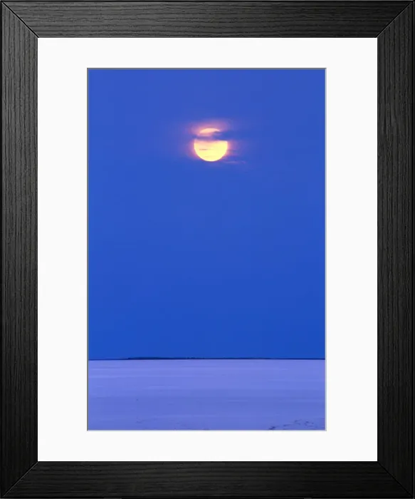 Framed Print : Moon rising over dry salt lake in desert