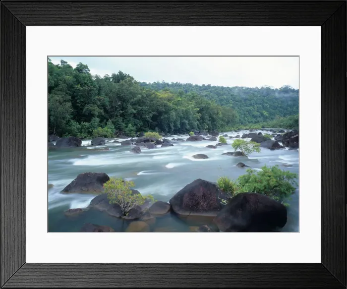 Framed Print : Australia, Queensland, Tully River and rainforest (long exposure)