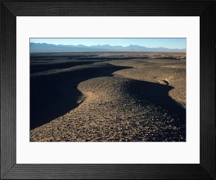 Framed Print : Desert plain with Andes Mountains in the background Framed Print : Desert plain with Andes Mountains in the background