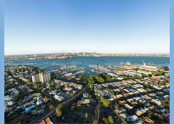 Aerial of Melbourne Central Business District from Williamstown