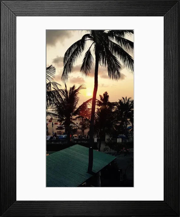 Framed Print : Bali Palms Sunset viewed from Legian Beach Hotel Framed Print : Bali Palms Sunset viewed from Legian Beach Hotel