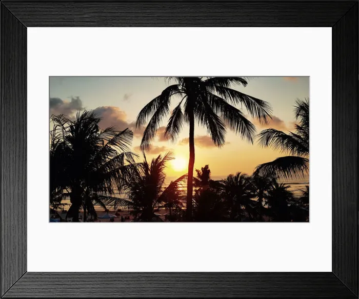 Framed Print : Bali Sunset with Palm Silhouettes Framed Print : Bali Sunset with Palm Silhouettes