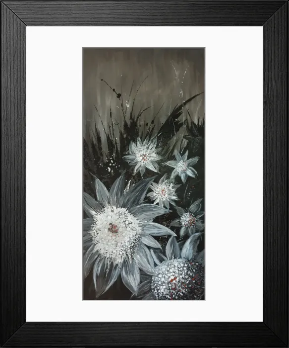 Framed Print : Silver Blooms an acrylic artwork with a hint of bronze Framed Print : Silver Blooms an acrylic artwork with a hint of bronze
