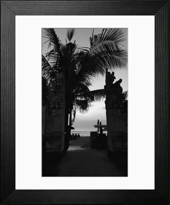 Framed Print : Gateway to Legian Beach in black and white Framed Print : Gateway to Legian Beach in black and white