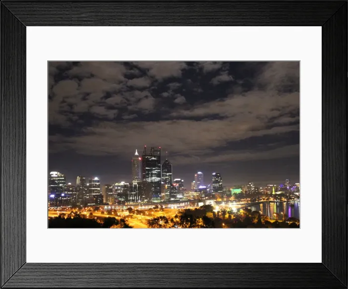 Framed Print : Perth City at night from Kings Park