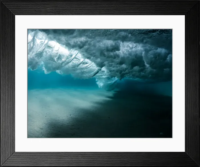 Framed Print : Chasing Clarity underneath the wave in the clear ocean waters