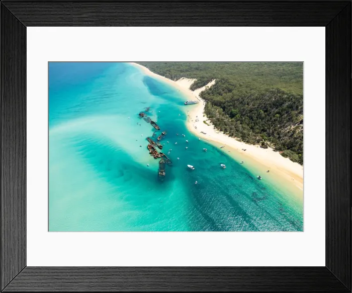 Framed Print : Aerial Views over Ocean waters at Morton Bay Island Framed Print : Aerial Views over Ocean waters at Morton Bay Island