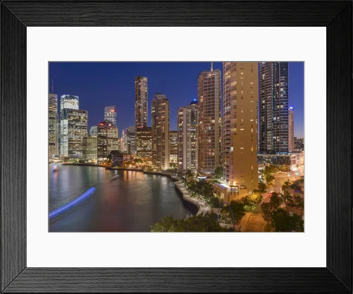Framed Print : Brisbane Skyline from Story Bridge at dusk