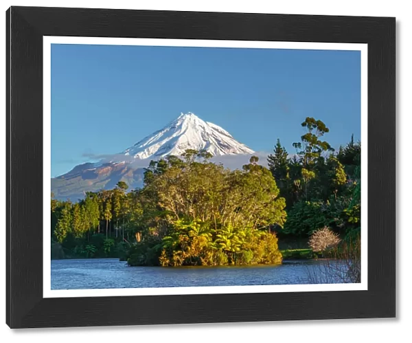 Mount Taranaki and Lake Mangamahoe, New Zealand