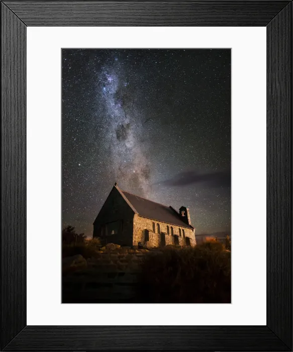 Framed Print : Milkyway over church of the good shepherd
