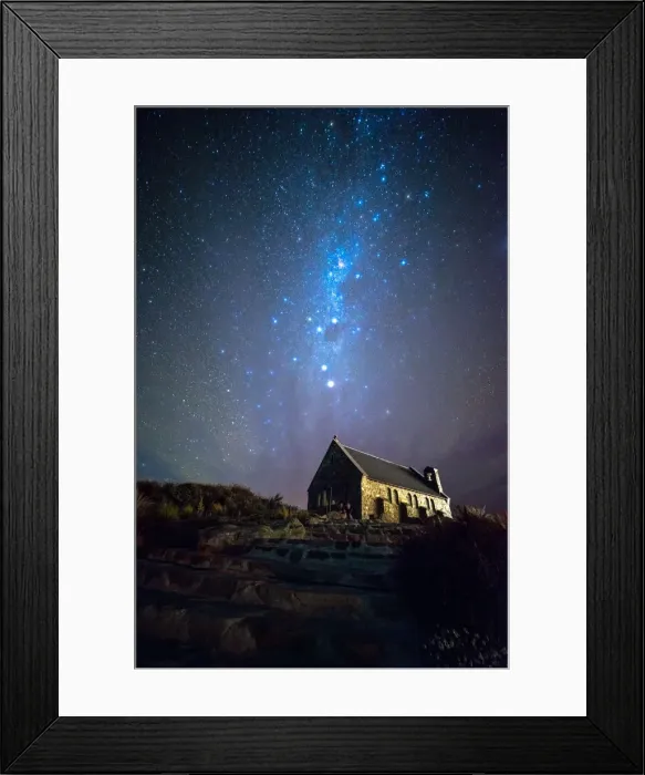 Framed Print : Galaxy, Good Shepherd Church, Lake Tekapo, NZ Framed Print : Galaxy, Good Shepherd Church, Lake Tekapo, NZ