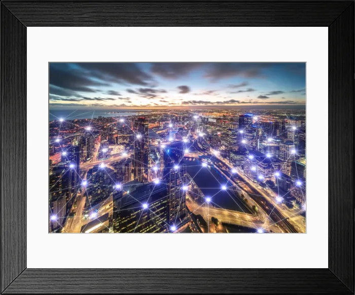 Framed Print : City Network of downtown Melbourne in Victoria, Australia