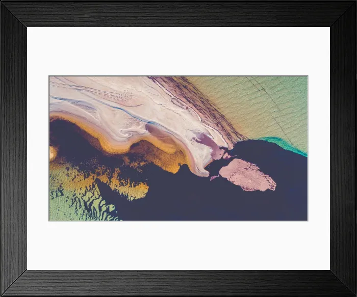 Framed Print : Aerial view directly above a sandbar, Shark Bay, Australia