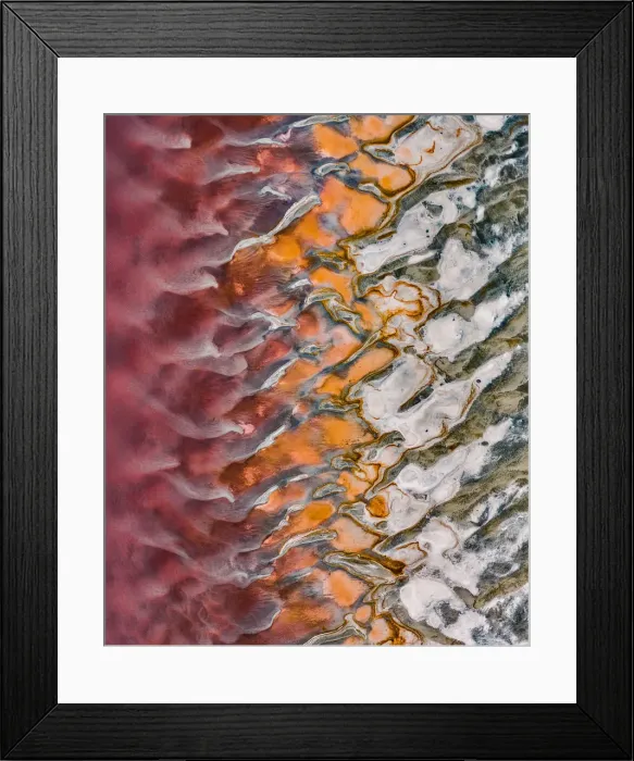 Framed Print : Drone shot looking down on a section of the Great Salt lake, Utah