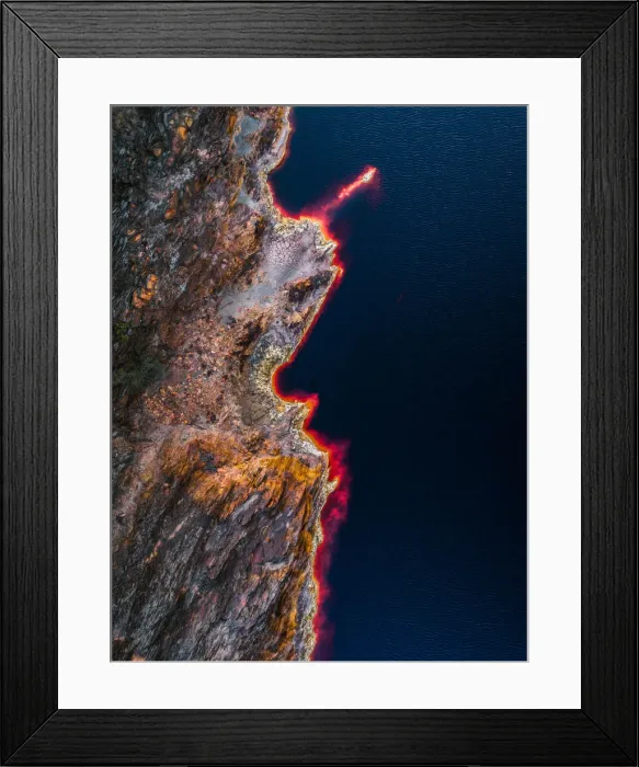 Framed Print : Riverbank of the Rio Tinto River seen from a drone point of view, Spain Framed Print : Riverbank of the Rio Tinto River seen from a drone point of view, Spain