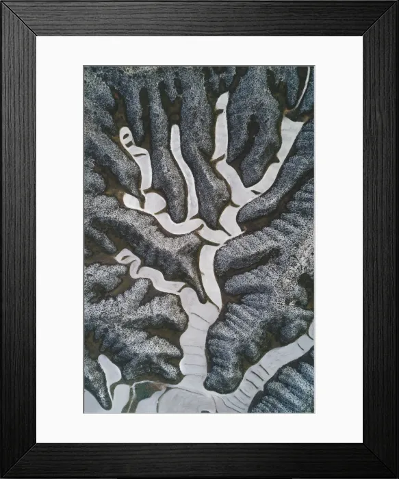 Framed Print : Drone shot of twisting field patterns in the mountains, Aragon, Spain Framed Print : Drone shot of twisting field patterns in the mountains, Aragon, Spain