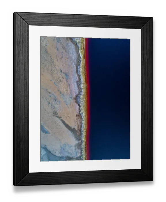 Framed Print : Aerial view of the riverbank of the Rio Tinto river, Spain Framed Print : Aerial view of the riverbank of the Rio Tinto river, Spain