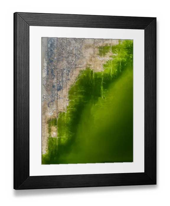 Framed Print : Abstract drone shot of a gas plant tailing pond, Western Australia Framed Print : Abstract drone shot of a gas plant tailing pond, Western Australia