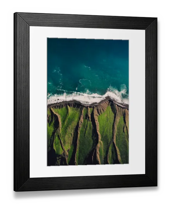 Framed Print : Cliff edge and the Atlantic ocean taken by drone, Lanzarote Framed Print : Cliff edge and the Atlantic ocean taken by drone, Lanzarote