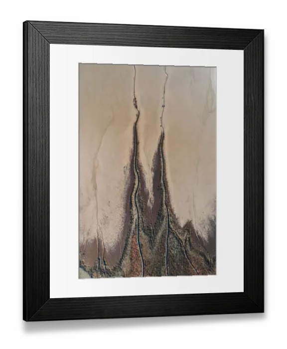 Framed Print : Abstract drone image of marshland patterns, France Framed Print : Abstract drone image of marshland patterns, France