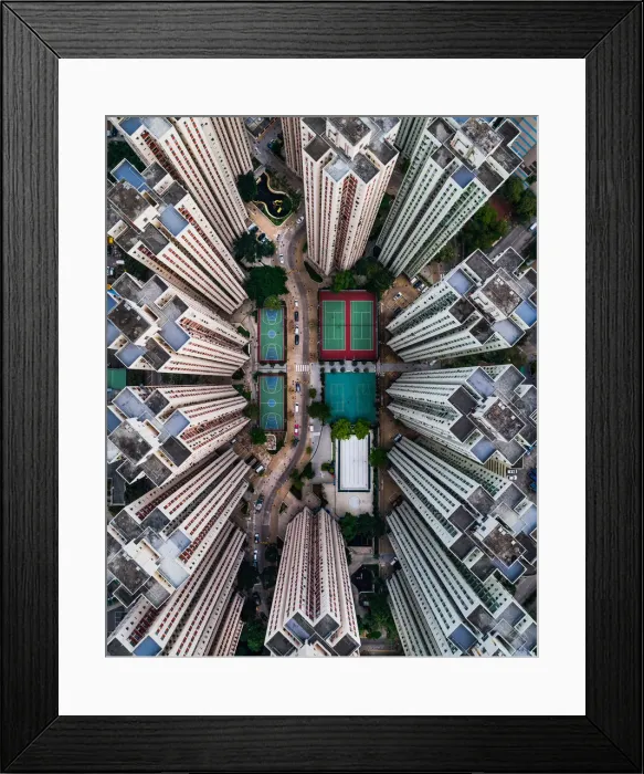 Framed Print : Richland Gardens building complex taken by drone, Kowloon Bay, Hong Kong