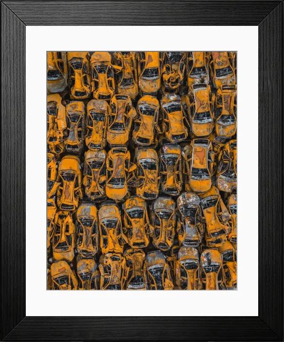 Framed Print : Drone image of cars damaged by fire, Savona, Italy Framed Print : Drone image of cars damaged by fire, Savona, Italy