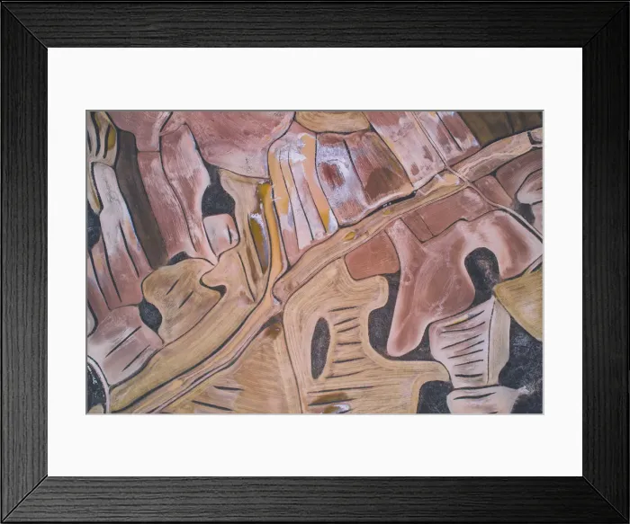 Framed Print : Abstract perspective of field patterns as seen from above, Aragon, Spain Framed Print : Abstract perspective of field patterns as seen from above, Aragon, Spain