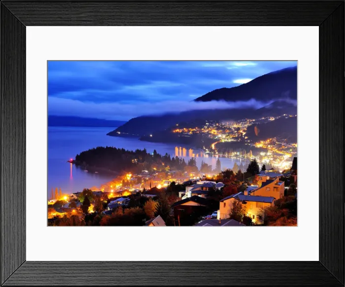 Framed Print : Queenstown at night by Lake Wakatipu Framed Print : Queenstown at night by Lake Wakatipu