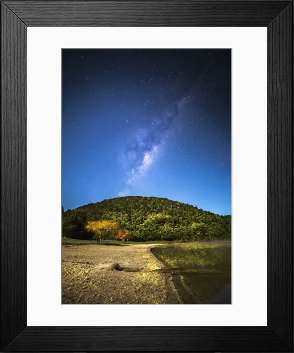Framed Print : Milky Way over hill and lake Framed Print : Milky Way over hill and lake