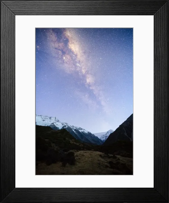 Framed Print : Milky way over mount Cook national park, Hooker valley, New zealand