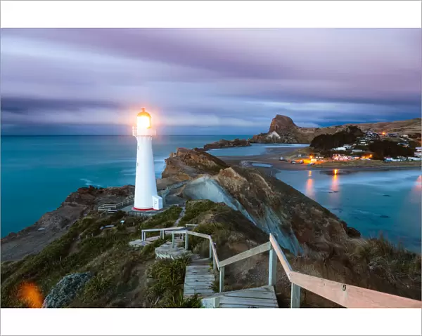 Castle Point lighthouse at dawn, Wellington region, New Zealand