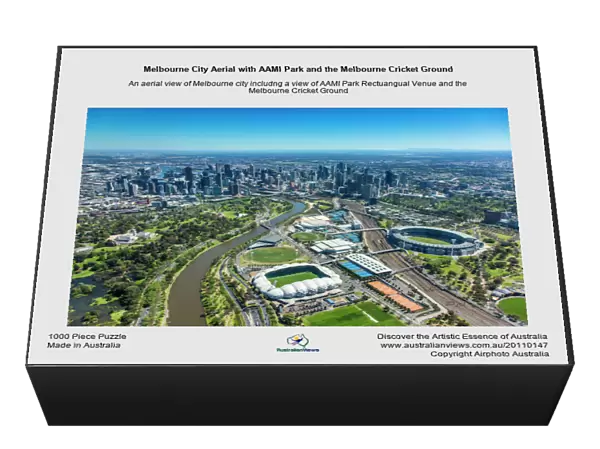 Melbourne City Aerial with AAMI Park and the Melbourne Cricket Ground