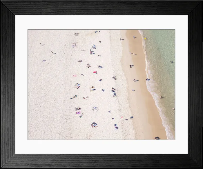 Framed Print : Aerial view of people on the beach at Bondi Australia