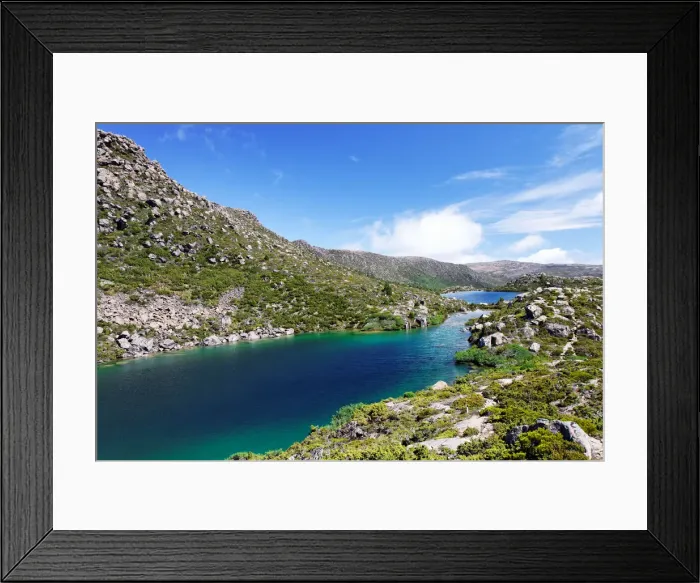 Framed Print : Blue lake at Tarn Shelf Framed Print : Blue lake at Tarn Shelf