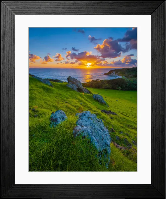Framed Print : Sunset colours on the coastline of Lord Howe Island, New South Wales, Australia