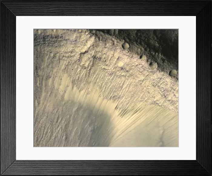 Framed Print : Seasonal Changes in Dark Marks on an Equatorial Martian Slope Framed Print : Seasonal Changes in Dark Marks on an Equatorial Martian Slope